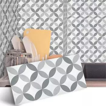 Наклейка для переноса плитки, самоклеющаяся кухонная наклейка с серым лепестком, кирпичная стена, плитка, 30x15 см S