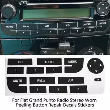 Наклейка для ремонта кнопок автомобильного радиоприемника для Fiat Grand Punto Radio Stereo, изношенные отслаивающиеся наклейки для ремонта кнопок, наклейки для внешнего аксессуара чёрный