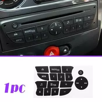 Наклейка для ремонта кнопок автомобиля Наклейка для ремонта автомобильной аудиосистемы Наклейка на панель управления автомобиля для Twingo для Renault Clio и Megane 2009-2011 чёрный