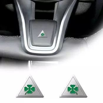 Наклейка для салона автомобиля Алюминиевая зеленая эмблема с четырехлистным клевером для Sportiva 147 156 166 159 Giulietta Giulia