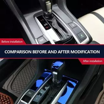 Наклейка для стайлинга автомобиля из углеродного волокна для Honda Civic 2016 - 2019 Аксессуары из нержавеющей стали Ручка переключения передач Панель Рамки Полосы чёрный