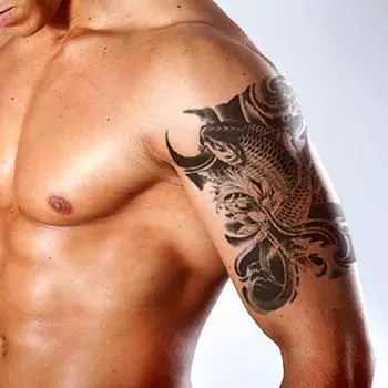 Наклейка для татуировки Lark H059 Tattoo Henna большого размера с коротким рукавом, влажный стиль, водонепроницаемая, 1 шт., карп