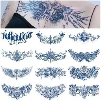 Наклейка для татуировки с цветком на груди, полупостоянная татуировка сока, моющаяся наклейка для переноса воды, наклейка на грудь 280*150MM/1 set