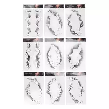 Наклейка для татуировки волос, парикмахерская, наклейки для волос, поддельные наклейки для линии роста волос, 9 шт./компл.