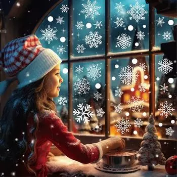 Наклейка для украшения фона окна, наклейка на окно с белой снежинкой