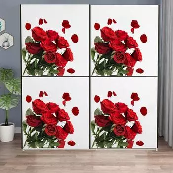 Наклейка для унитаза с цветком красной розы, романтическая съемная самоклеящаяся водонепроницаемая наклейка из ПВХ для гостиной, спальни, ванной комнаты, настенное художественное украшение Rose