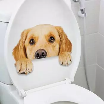 Наклейка для ванной комнаты с мультяшной собакой, очаровательная водонепроницаемая, легко наносится и снимается, милая декоративная самоклеящаяся наклейка Dog