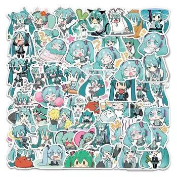 Наклейка Hatsune Miku 65 Симпатичная водонепроницаемая наклейка Hatsune Miku Chibi Hatsune Miku Фирменная наклейка Подходит для набора, деталей, наклеек, упаковки, чемодана,