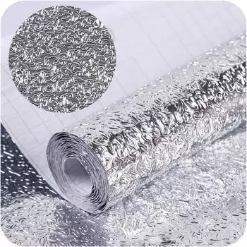 Наклейка из алюминиевой фольги для кухонной плиты, устойчивая к высоким температурам, самоклеящаяся наклейка для керамической плитки, устойчивая к воздействию масла 60 * 200 type