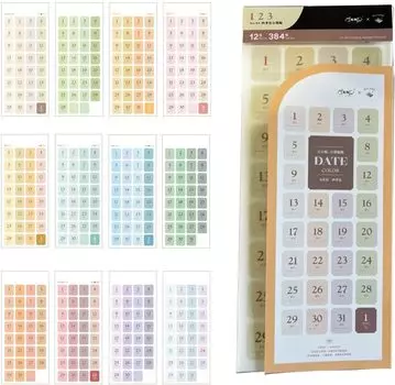 Наклейка LIKENNY Коллаж Материал Наклейка 12 Листов 384 Листов Наклейка Подарок На День Рождения Декоративная Наклейка Базовая Наклейка Дата Милый Дизайн Блокнота