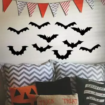 Наклейка «Маленький паук, летучая мышь, тыква», украшение для дома, стены, двери, холодильника, наклейка, реквизит для вечеринки 6pcs