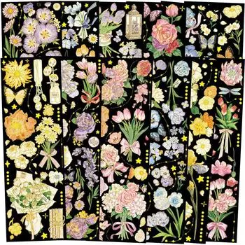 наклейка moin moin наклейка букет и лента 12 видов сверкающая фольга тиснение красивая большое количество тюльпан гвоздика роза розовый синий фиолетовый фиолетовый