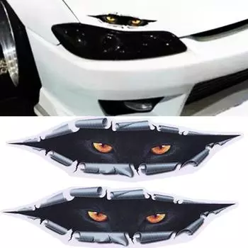 Наклейка на автомобиль, имитация подглядывающего кошачьего глаза, наклейка для стайлинга автомобиля, 3D стереоскопический подглядывающий глаз, наклейка на автомобиль, водонепроницаемая наклейка для декора кузова чёрный