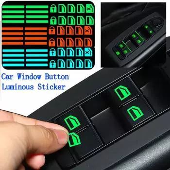 Наклейка на автомобиль Кнопка окна автомобиля Светящаяся наклейка Переключатель подъемника Ночные флуоресцентные наклейки Наклейки для салона автомобиля Автомобильные аксессуары зелёный
