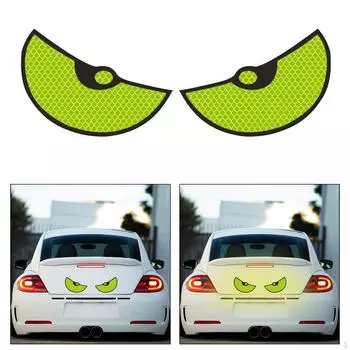 Наклейка на автомобиль с большими глазами, 3D наклейка, Светоотражающий мультфильм, модное аниме для зелёный