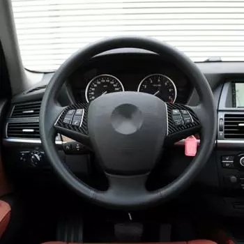 Наклейка на автомобиль Самоклеящаяся отделка рулевого колеса из углеродного волокна Внутренняя наклейка на кнопку рулевого колеса Крышка
