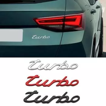 Наклейка на автомобиль Turbo Logo Отделка переднего капота Решетка радиатора Эмблема Значок Задний багажник 3D Автомобильные наклейки Red