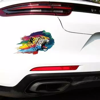Наклейка на бампер тигра, автомобильные наклейки, водонепроницаемая наклейка тигра леопарда для автомобиля, красочные наклейки с изображением головы животного для транспортных средств