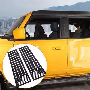 Наклейка на центральную стойку окна автомобиля, алюминиевый сплав, черные стойки, подходят для Ford Bronco 4-дверный 2021-2024(Не для 2-дверного)