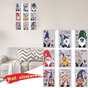 Наклейка на День независимости Статическая наклейка на окно Безликий гном Украшение