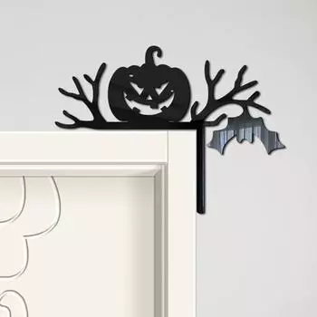 Наклейка на дверь на Хэллоуин, акриловая летучая мышь, тыква, настенная наклейка на дверь на Хэллоуин, угловая рамка, знак, украшение для дома для дверного настенного выключателя чёрный