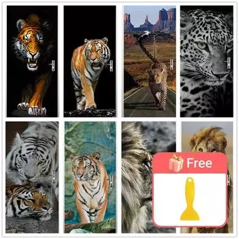 Наклейка на дверь с изображением тигра, ПВХ, клейкие обои «сделай сам», водостойкие обои для дверей, постер для гостиной, спальни, домашний декор, deursticker MT-557