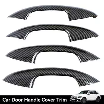 Наклейка на дверную ручку автомобиля, защитная пленка из углеродного волокна от царапин, автомобильные аксессуары для Mercedes Benz GLC C C200l C260L 2024 серебряный