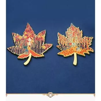 Наклейка на холодильник с изображением металлического кленового листа, памятный подарок на культурную и творческую тематику, наклейка на холодильник с запекаемой краской из металла, магнитная наклейка на холодильник