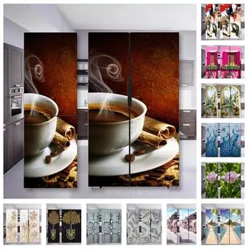 Наклейка на холодильник с кофе, дверная крышка, ПВХ, обои на холодильник, виниловая самоклеящаяся съемная наклейка на стену для замораживания, домашний декор 40x120cm(1pcs)
