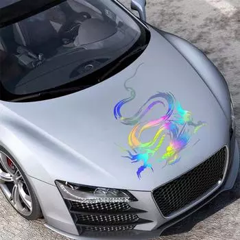 Наклейка на капот автомобиля с изображением дракона, самоклеящиеся виниловые наклейки на крышу, царапины разноцветный
