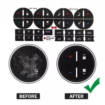 Наклейка на кнопку, износостойкая, прочная, липкая, ПВХ, наклейка на кнопку климат-контроля, ремонт, замена