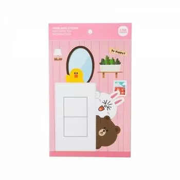 Наклейка на крышку переключателя Line Friends Ppaekkom Brown & Cony для домашнего декора, разные цвета