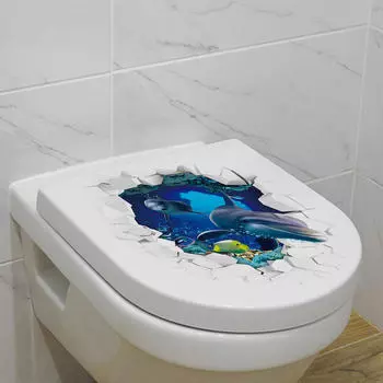 Наклейка на крышку сиденья унитаза Deep Sea, домашний декор своими руками из ПВХ, съемная наклейка на крышку бачка,