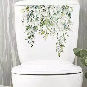 Наклейка на крышку сиденья унитаза самоклеящаяся сильная липкость водонепроницаемая съемные листья растений C