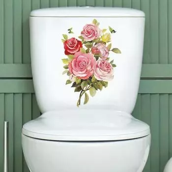 Наклейка на крышку унитаза с цветочной тематикой, водонепроницаемая, самоклеящаяся, водонепроницаемая, легко отклеивающаяся, не оставляющая следов, на стену в ванной G