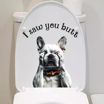 Наклейка на крышку унитаза с изображением животных из мультфильма Yousheng, я видел тебя, задница кошки/собаки/коровы, наклейка на крышку унитаза с изображением животных, цепляющаяся за украшение для ванной комнаты Cow