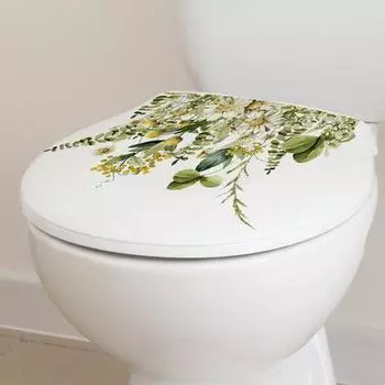 Наклейка на крышку унитаза самоклеящаяся самоклеящаяся съемная водонепроницаемая зеленая растительная листва цветы унитаз