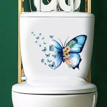 Наклейка на крышку унитаза, самоклеящаяся, сильная липкость, водонепроницаемая, легко снимается, сиденье для унитаза, бабочка