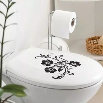 Наклейка на крышку унитаза, самоклеющаяся, сильная липкость, сделай сам, съемная водонепроницаемая наклейка с черным цветком, настенная художественная наклейка Flower