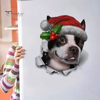 Наклейка на крышку унитаза, сильная липкость, ПВХ, водонепроницаемая, съемная, забавная рождественская наклейка с собакой, украшение для вечеринки Christmas