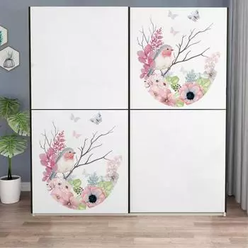 Наклейка на крышку унитаза Водонепроницаемая Креативная Наклейка на стену с рисунком птиц и цветов