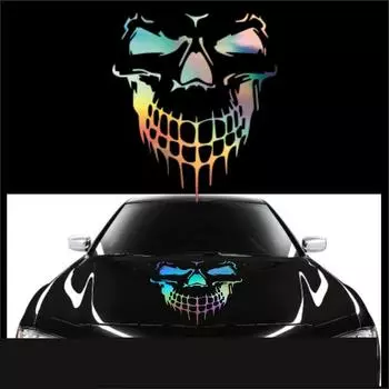 Наклейка на кузов автомобиля, наклейка, лазерный стиль черепа, 50x56 см, грузовик, внедорожник, пикап, универсальный
