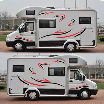 Наклейка на кузов автомобиля, самоклеящаяся боковая наклейка для грузовика, графические наклейки, приспособление для кемпера, каравана, прицепа RV красный