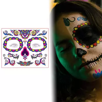 Наклейка на лицо на Хэллоуин День мертвых для маскарада карнавала косплей костюм Style D