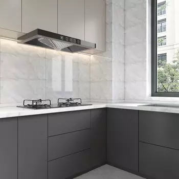 Наклейка на мраморную плитку Haimin 30 см x 60 см, съемная наклейка на обои, самодельная настенная плитка для кухни, лист для резки поддельной плитки, толстый водонепроницаемый лист светло-серый