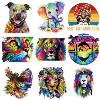 Наклейка на одежду, цветная наклейка с изображением животных, термопресс, аппликация, футболка, переводные наклейки, толстовки «сделай сам», Parches Ropa, нашивки для ткани