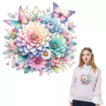Наклейка на одежду с красивыми цветами для девочек, женская футболка, новый аксессуар для одежды с теплопередачей, моющаяся нашивка «сделай сам» для одежды