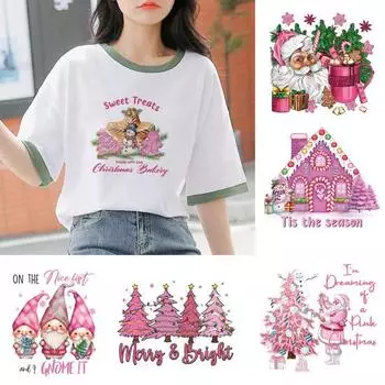 Наклейка на одежду, термопереводная нашивка, рождественский стиль, красочный прозрачный принт Санта-Клауса, отличная липкость, противоскользящая, сделай сам, теплопередача, термопресс A