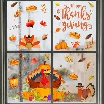 Наклейка на окно Осенняя наклейка на стену с рисунком тыквы на День благодарения для дома