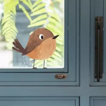 Наклейка на окно с изображением мультяшной птицы, самоклеящаяся наклейка на стену с изображением птицы, водонепроницаемая, отклеивающаяся и приклеивающаяся A